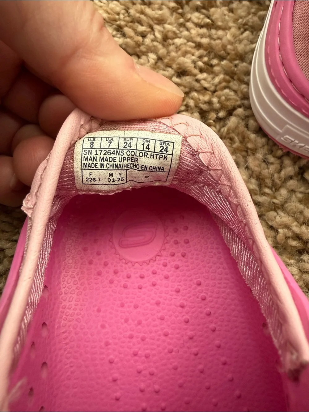 Skechers Girls Pink Slip On Shoes Kids size 8